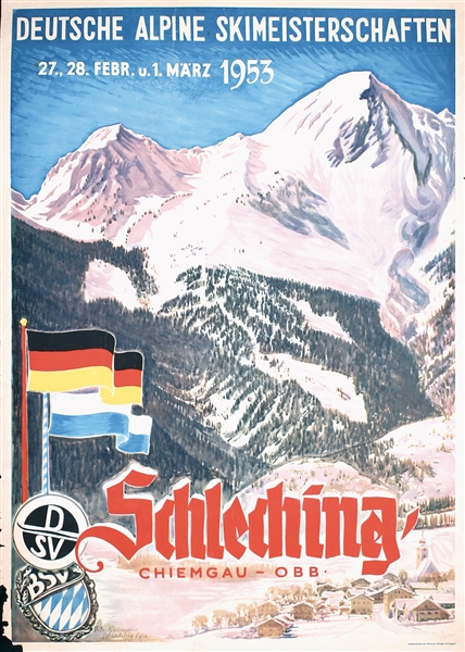 Deutsche Alpine Skimeisterschaft by Felix Klampfer. 1953