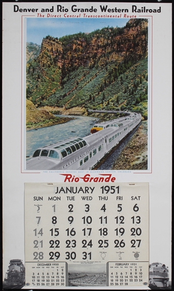 Denver and Rio Grande Western Railroad (3 Calendars) by Anonymous - USA. 1949 - 1951