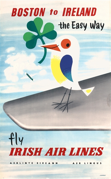Irish Air Lines - Boston to Ireland by Tom Eckersley. ca. 1956