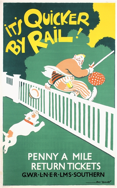 It´s Quicker By Rail! by Bert Thomas. ca. 1940
