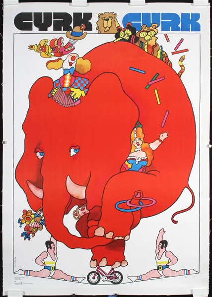 Cyrk (Elephant on bicycle) by Waldemar Swierzy. ca. 1980