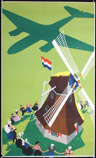 no text (Dutch Windmill and Airplane) by Paul Erkelens. 1945