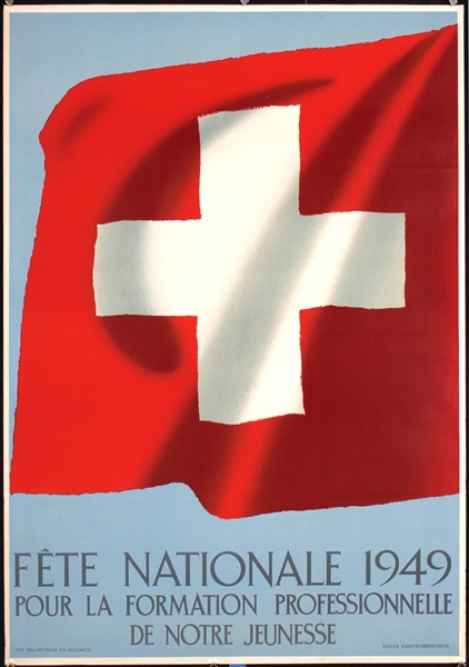 Fete Nationale (Swiss Flag) by Hans Schaad. 1949