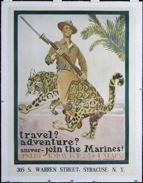Travel? Adventure? Answer - Join the Marines by James Montgomery Flagg. ca. 1918
