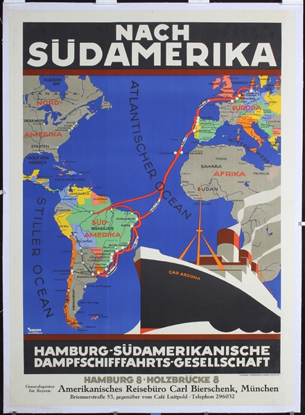 Hamburg-Süd - Südamerika (Cap Arcona) by Anton. 1929