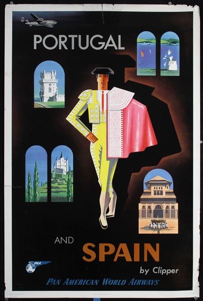 Pan American - Portugal and Spain (Constellation) by Jean Carlu, 1950