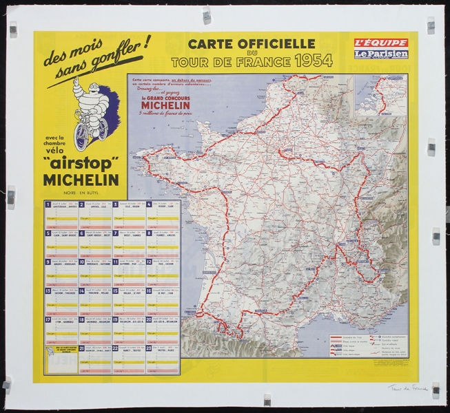 Tour de France (Map Poster) by Anonymous, 1954