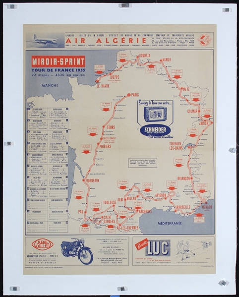 Tour de France (Map Poster) by Anonymous, 1955