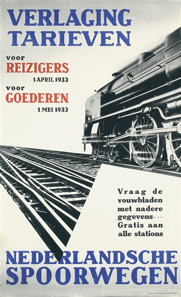 Nederlandsche Spoorwegen - Verlaging Tarieven by Anonymous, 1933