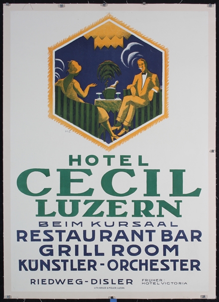 Hotel Cecil Luzern by Monogr.  H.Z., 1930