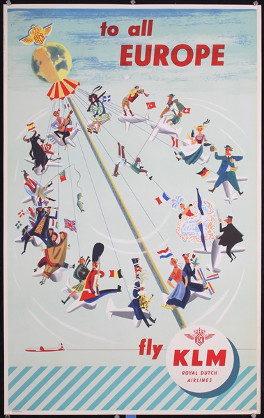 KLM - to all Europe by Mile (Emile Brumsteede), ca. 1955