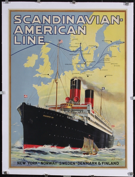 Scandinavian American Line - New York Norway by A. Gronholdt, ca. 1920