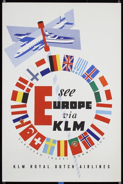 KLM - See Europe via KLM by Mile, ca. 1960