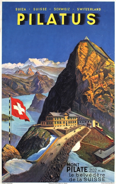 Pilatus, Swiss Travel Poster by Otto Betschmann, 1930s