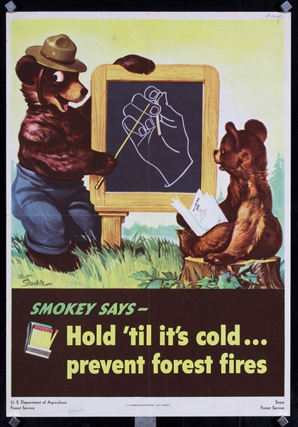 Smokey says - Hold til its cold (Smokey the Bear) by Albert Staehle, 1945