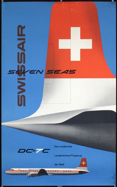 Swissair - Seven Seas - DC-7C by Kurt Wirth, 1956