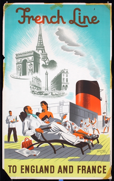 French Line - To England and France (2 Posters) by Eduard Collin, ca. 1955