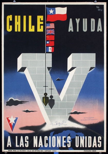 Chile - Ayuda - A Las Naciones Unidas by Penike, 1943