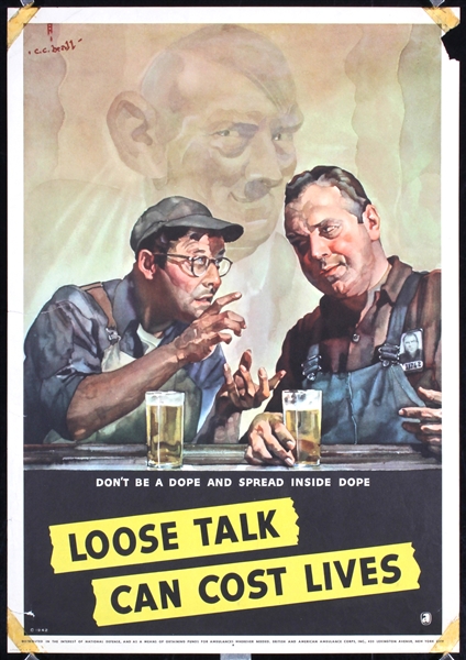 Loose talk can cost lives - Dont be a dope by Cecil Calvert Beall. 1942