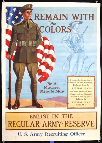 Remain With The Colors - Enlist in the Regular Army Reserve by Tom B. Woodburn. 1938