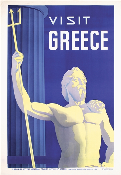 Visit Greece (Poseidon) by Anonymous. ca. 1935