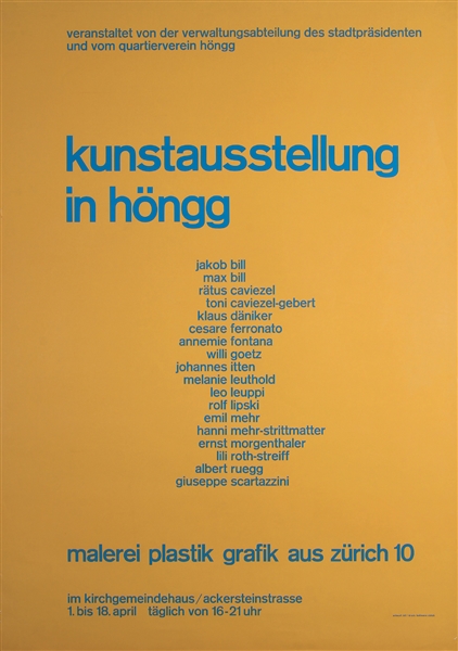 Kunstausstellung in Höngg by Max Bill. 1967