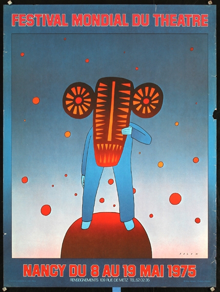 Festival Mondial du Theatre (4 Posters) by Jean-Michel  Folon. 1972 - 1981