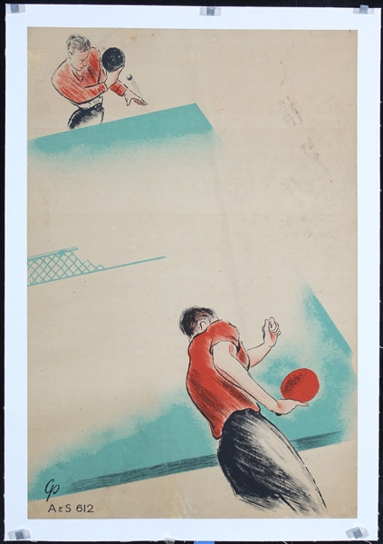 no text (Table Tennis) by Monogr.  GS. ca. 1950