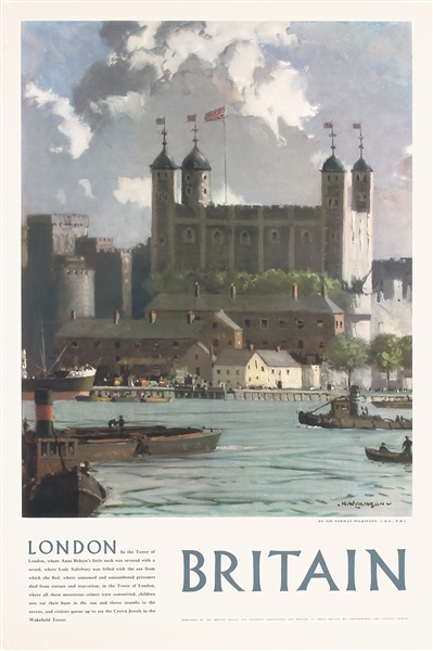 Britain - London (Tower of London) by Norman Wilkinson. 1954