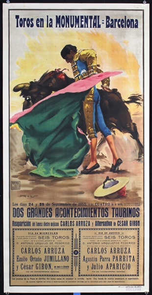 Toros en las Monumental Barcelona by Revs., J.. 1952