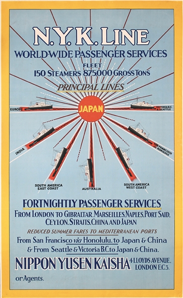 N.Y.K. Line - Worldwide Passenger Services by Anonymous. ca. 1935