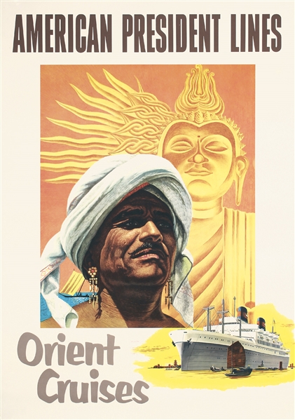 American President Lines - Orient Cruises by Fred Ludekens. ca. 1956