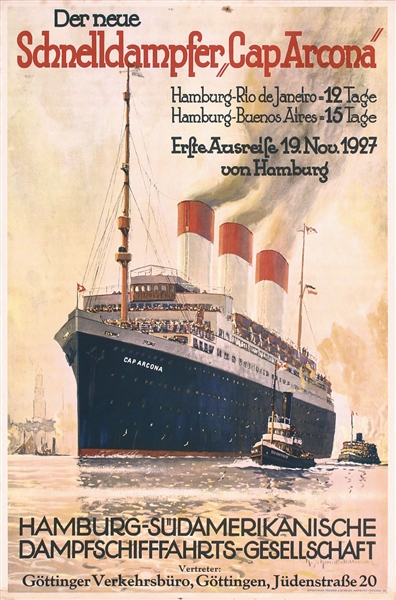 Hamburg-Süd - Cap Arcona by Robert Schmidt. 1927