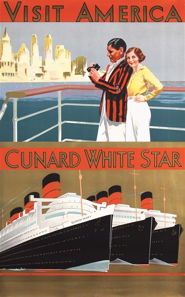 Cunard White Star - Visit America by Anonymous. ca. 1930