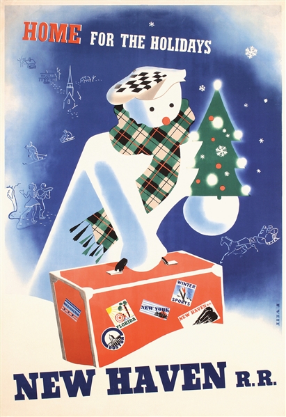 Home For The Holidays - New Haven R.R. by F. C. Veit. ca. 1940
