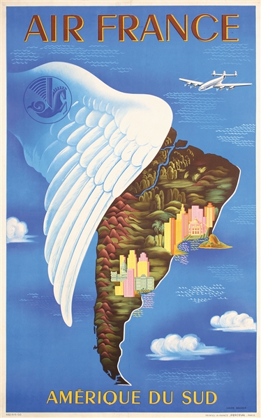 Air France - Amerique du Sud by Lucien Boucher. 1950