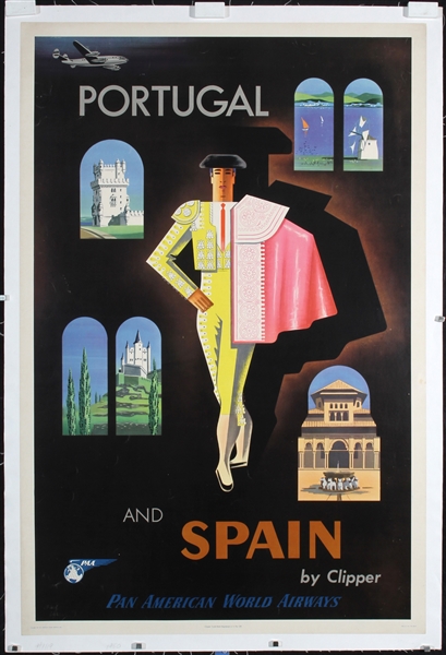 Pan American - Portugal and Spain (Constellation) by Jean Carlu, 1950