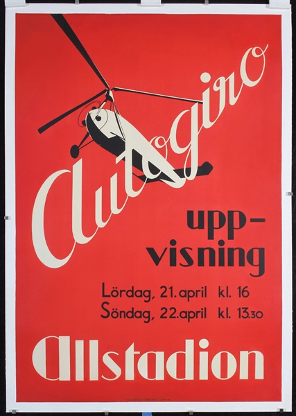 Autogiro - Allstadion (Exhibition Flight) by Anonymous. 1934