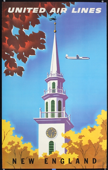 United Air Lines - New England by Binder. ca. 1957