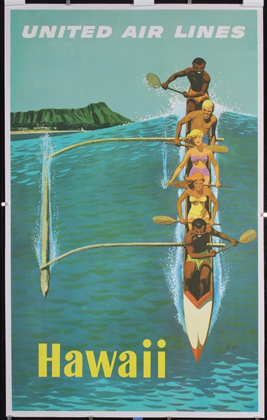 United Air Lines - Hawaii (Outrigger) by Galli, Stanley Walter  1912 - 2009. ca. 1960