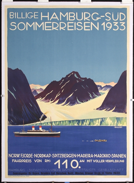 Hamburg-Süd - Sommerreisen by Ehlers, Johannes  1882 - 1945. 1933
