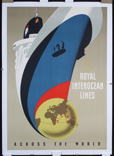 Royal Interocean Lines - Across the World by Dirksen. ca. 1954