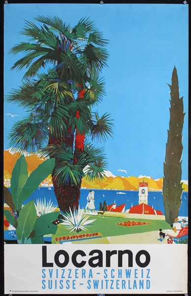 Locarno, Swiss Travel Poster by Daniele Buzzi, 1965