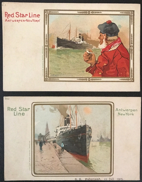 Red Star Line (6 Postcards) by Cassiers, ca. 1905