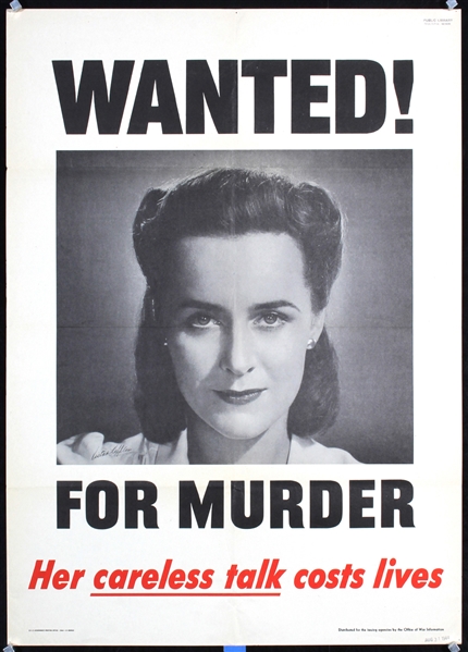 Wanted! For Murder - Her careless talk costs lives by Keppler, 1944
