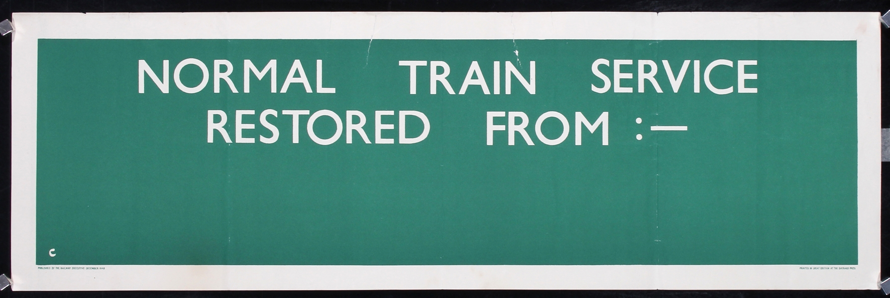 Normal Train Service Restored From, 1948