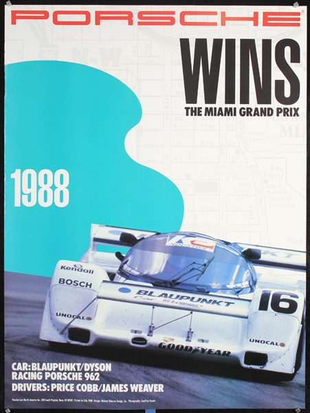 Porsche wins the Miami Grand Prix by Michale Osborne Design, 1988
