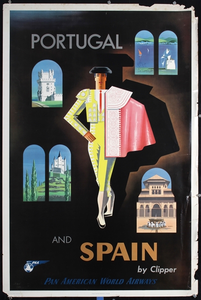 Pan American - Portugal and Spain (Constellation) by Jean Carlu, 1954