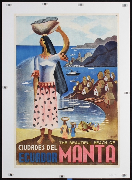Ecuador - The Beautiful Beach of Manta by Espinel, ca. 1950