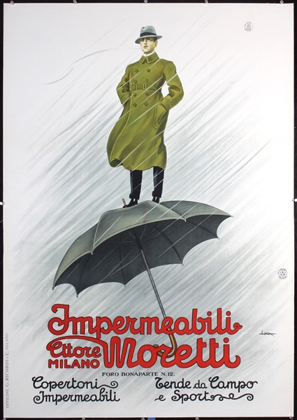 Impermeabili Moretti by Leopoldo Metlicovitz, 1921